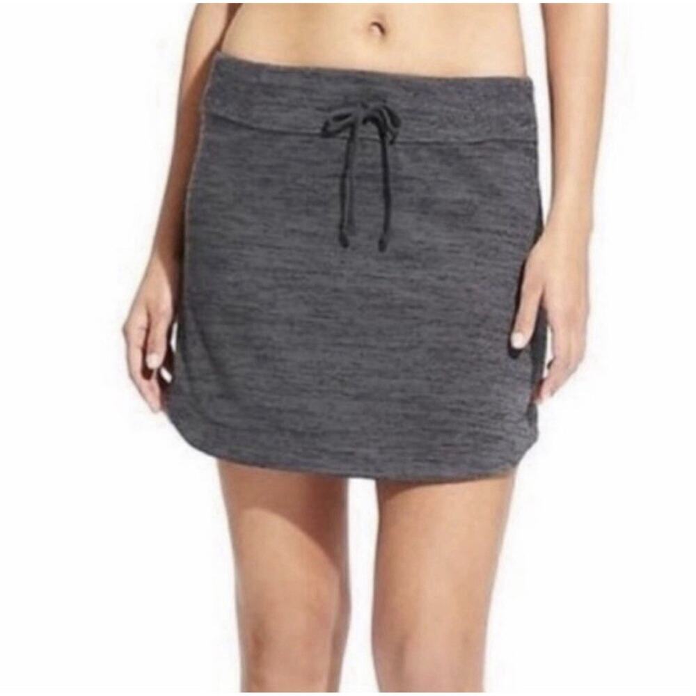 Athleta Downplay Knit Skirt Sz‎ XL Heathered Grey Drawstring Back Pocket Beachy